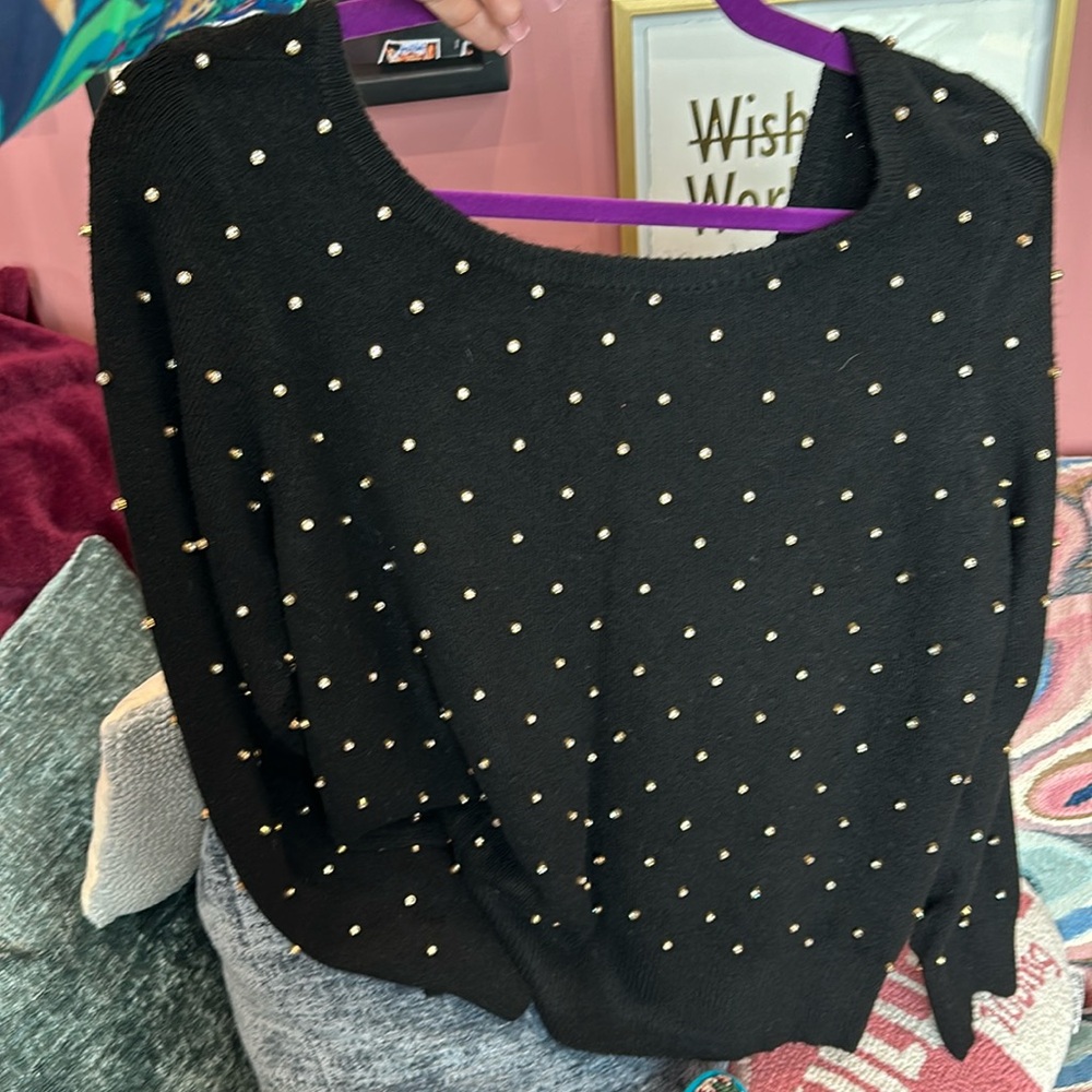 Black and Gold/Rhinestone Lilly Sweater